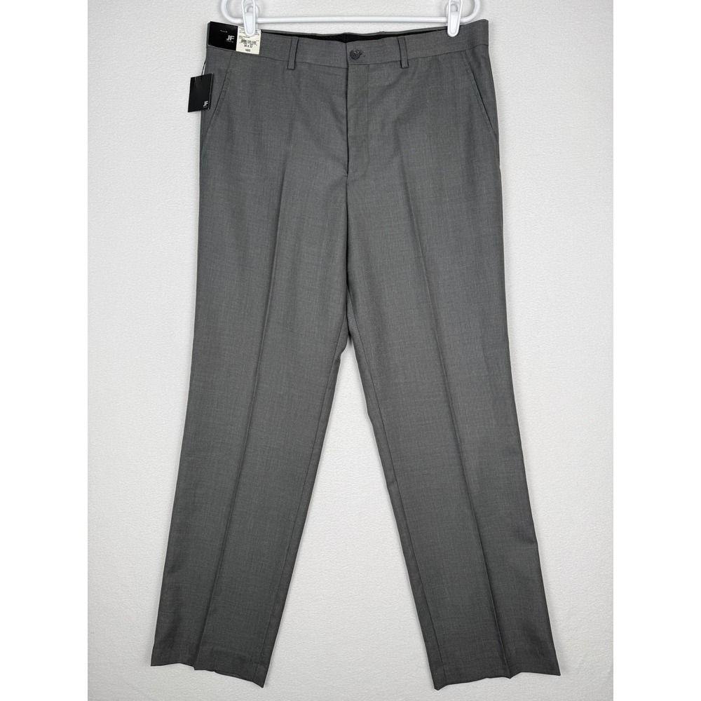 NEW J.Ferrar Mens 36x32 Gray Sharkskin Flat Front‎ Dress Pants 92P6580